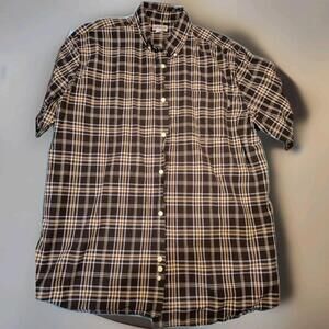 Men's Carhartt Short Sleeve Seersucker Shirt Size XL Brown Pattern